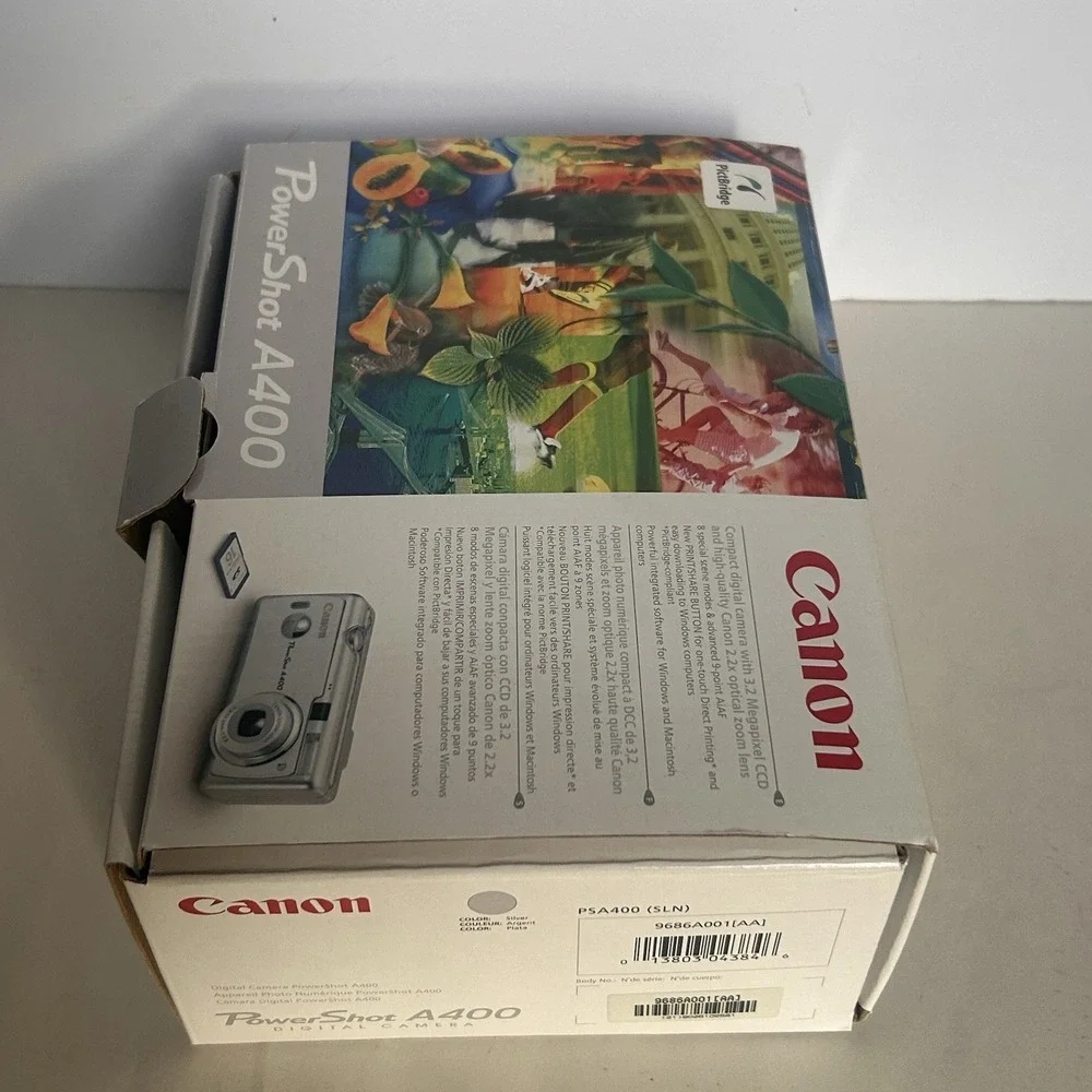 Canon PowerShot PC 1080 Digital Camera  Silver Tested  No USB w/Box ,Manual & SD